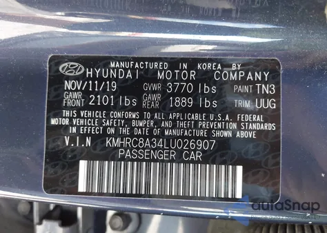 2020 Hyundai Venue Denim из США, поврежденный, VIN KMHRC8A34LU026907